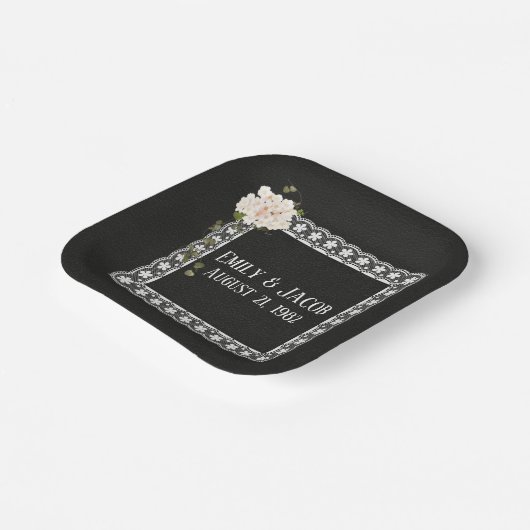 Plateau auf schwarzem Leder Pappteller (Gewinkelt)