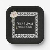 Plateau auf schwarzem Leder Pappteller (Vorderseite)