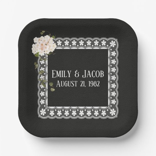 Plateau auf schwarzem Leder Pappteller (Vorderseite)