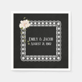 Plateau auf schwarzem Leder Serviette