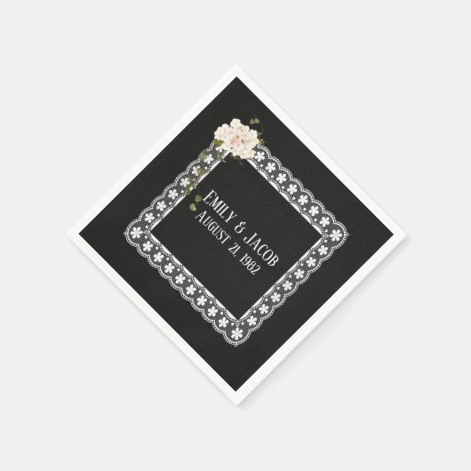 Plateau auf schwarzem Leder Serviette (Ecke)