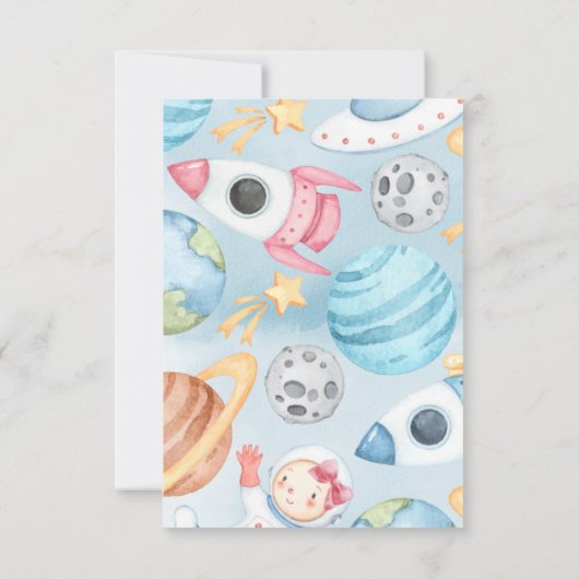 Plateau Pink Girl Diaper Einsteckkarte Einladung (Rückseite)