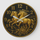 Plated Gold horse Große Wanduhr (Vorderseite)