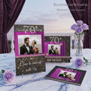 Platin 70 Year Anniversary Save the Date Foto Einladung