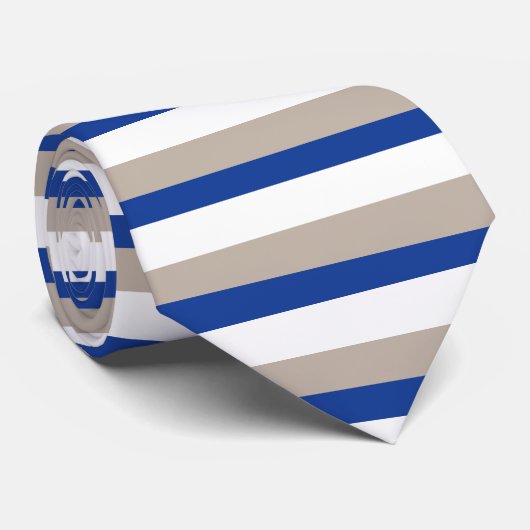 Platin-blaue und weiße Horizontal-Gestreifte Krawatte (Gerollt)