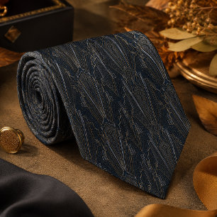 Platin Deco-Geometrie Luxus Modern Art Deco Krawatte