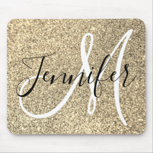 Platin-Gold-Unechter-Glitter-Personalisiertes-Mono Mousepad