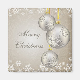 Platin-Goldweihnachtsbälle und -schnee Magnet