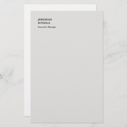 Platin grau minimalistisch modern briefpapier (Vorne/Hinten)