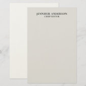 Platin-Grau Professionell Modern Schlicht Minimali Briefpapier (Vorne/Hinten)