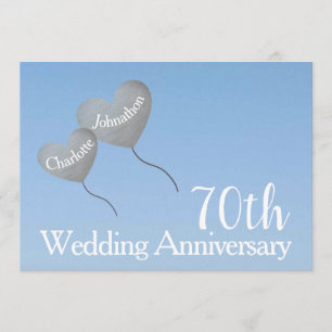 Platin-Herzballon zum 70. Hochzeitstag Einladung
