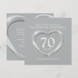 Platin-Hochzeit Herz 70 Jahre Jubiläumseinladung Einladung