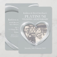 Platin-Hochzeit Herz Foto-Jubiläumseinladung