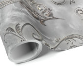 Platin-Silber blühen Geschenkpapier (Rolleneckpunkt)