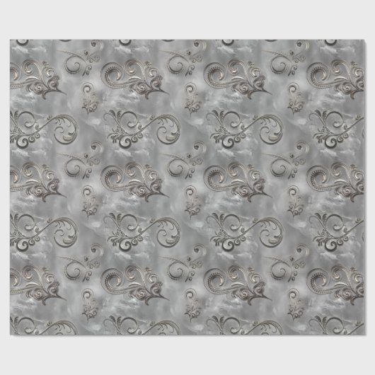 Platin-Silber blühen Geschenkpapier (Flach)