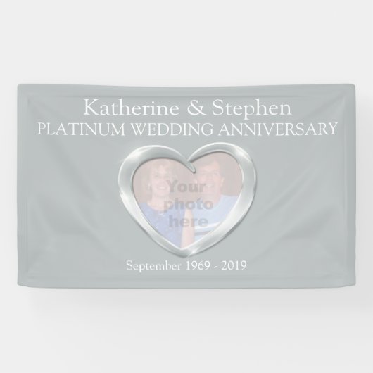 Platin Wedding-Jubiläumsherz-Foto Banner (Horizontal)