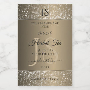 Platinbeige mit Glitzer Initial Product Label Lebensmitteletikett