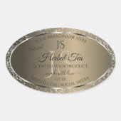 Platinbeige mit Glitzer Initial Product Label Ovaler Aufkleber (Vorderseite)