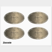 Platinbeige mit Glitzer Initial Product Label Ovaler Aufkleber (Blatt)