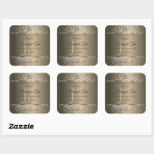 Platinbeige mit Glitzer Initial Product Label Quadratischer Aufkleber (Blatt)