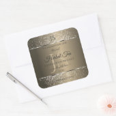 Platinbeige mit Glitzer Initial Product Label Quadratischer Aufkleber (Umschlag)