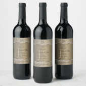 Platinbeige mit Glitzer Initial Product Label Weinetikett (Flaschen)