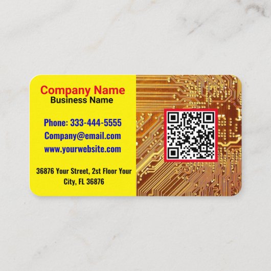 Platine (Electronics Engineer) Gold QR Visitenkarte (Rückseite)
