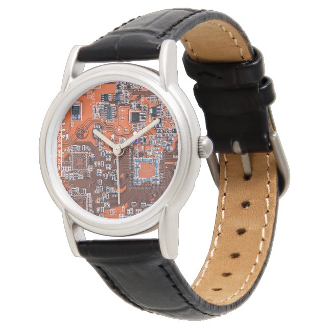 Platine für gedruckte Leiterplatten Orange-Platine Armbanduhr (Schrägansicht)