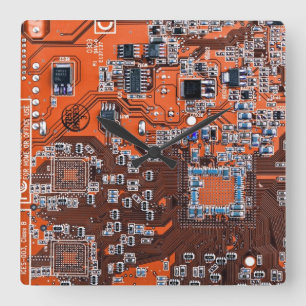 Platine für gedruckte Leiterplatten Orange-Platine Quadratische Wanduhr