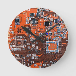 Platine für gedruckte Leiterplatten Orange-Platine Runde Wanduhr