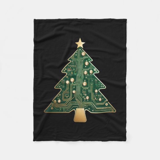 Platinen-Computer-Tech-Christbaum  Fleecedecke (Vorderseite)