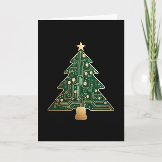 Platinen-Computer-Tech-Christbaum Karte (Vorderseite)