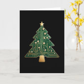 Platinen-Computer-Tech-Christbaum Karte (Gelbe Blume)