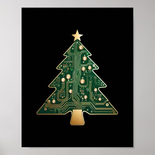Platinen-Computer-Tech-Christbaum Poster (Vorne)