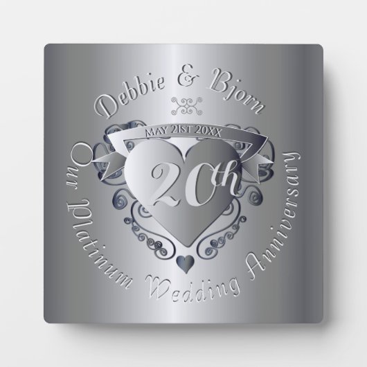 Platinherz-Emblem aus dem 20. Hochzeitstag Fotoplatte (Vorderseite)