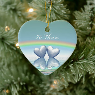 Platinherzen zum 70. Jubiläum Keramikornament