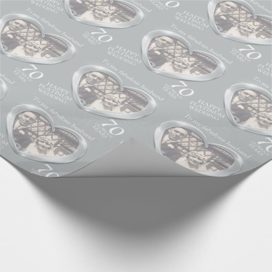 Platinhochzeitsjahrestags-Fotoehemannverpackung Geschenkpapier (Ecke)