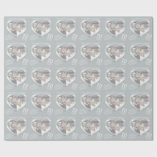 Platinhochzeitsjahrestags-Fotoehemannverpackung Geschenkpapier (Flach)