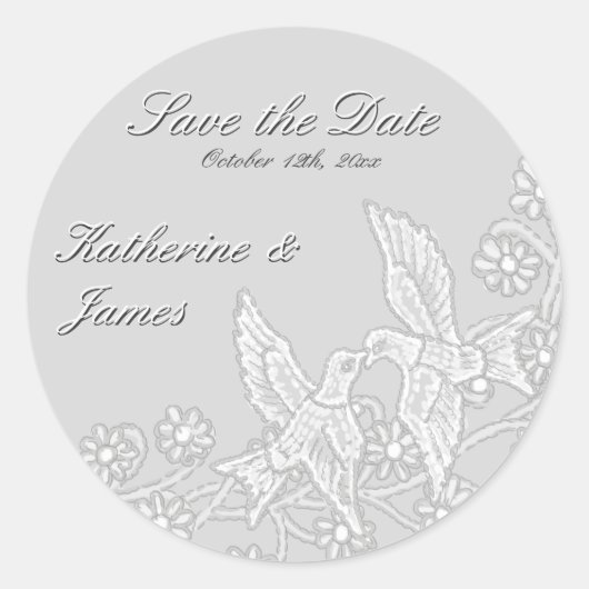 Platinkleber mit Floral Save the Date Runder Aufkleber (Vorderseite)
