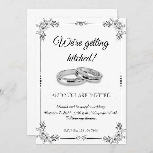 Platinringe und ein Rahmen von Mustern Einladung (Vorne/Hinten)