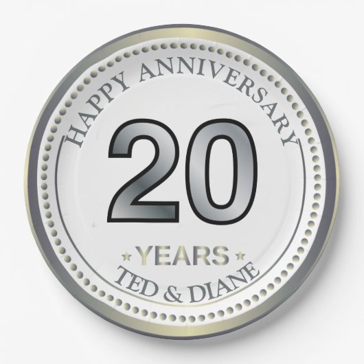 Platinum 20-Jährige Papierplatte Pappteller (Vorderseite)