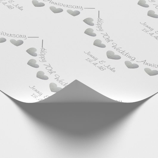 Platinum 70. Hochzeitstag personalisiert Geschenkpapier (Ecke)