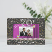 Platinum 70. Wedding Anniversary Black Woven Einladung (Stehend Vorderseite)