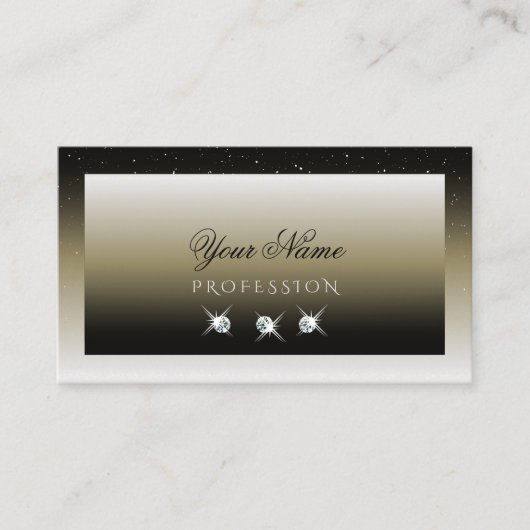 Platinum Beige Gradient Sparkle Diamonds Elegant Visitenkarte (Vorderseite)