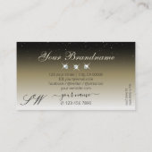 Platinum Beige Gradient Sparkle Diamonds Initialen Visitenkarte (Rückseite)