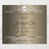 Platinum Beige Logo Initial Glitzer Product Label Alkoholflaschenetikett (Einzelnes Label)