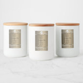 Platinum Beige Logo Initial Glitzer Product Label Lebensmitteletikett (Flaschen)