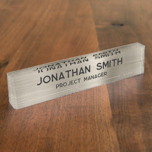 Platinum Brushed Metal Minimalistisch Name Namensplakette