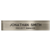 Platinum Brushed Metal Minimalistisch Name Namensplakette (Vorderseite)