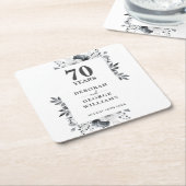 Platinum Elegant Floral 70. Hochzeitstag Rechteckiger Pappuntersetzer (angewinkelt)